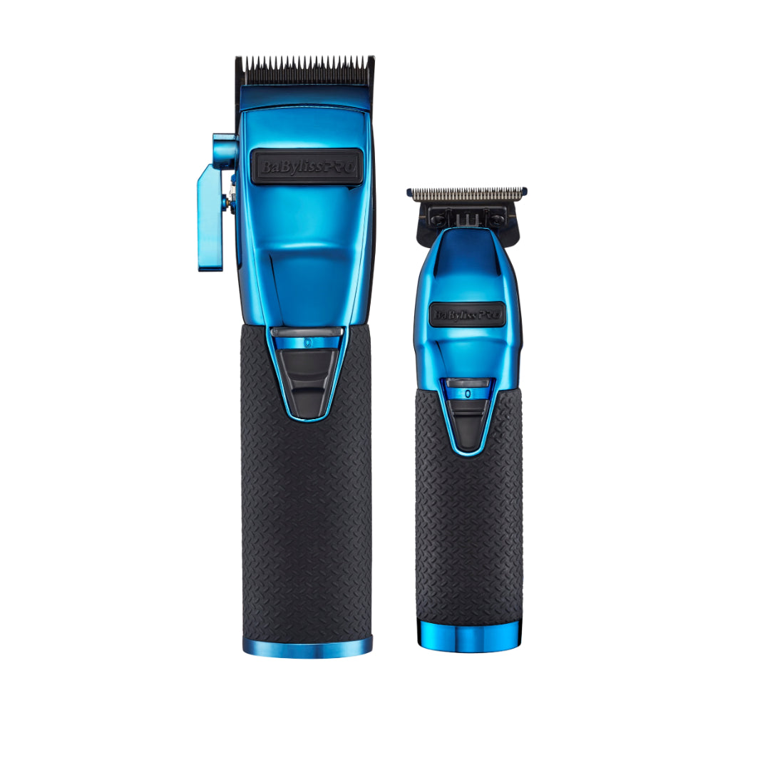 BaBylissPRO® - Combo de máquina de cortar cabello y terminadora con base de carga FXBOOST+ azul 2-BAR-//FXHOLPKCTB-B