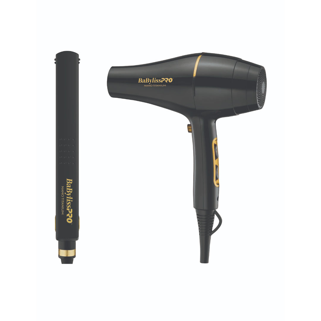 BaBylissPRO™ - Nano Titanium Combo de plancha de 1 1/4" y secadora de cabello 2000 watts 2-BAB-//BNTBGPP43UX