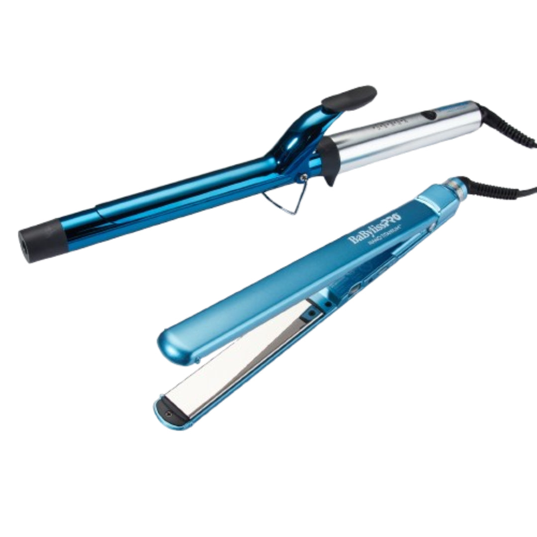 BaBylissPRO™ - Nano Titanium Combo de rizador extralarga de 1" y plancha ultradelagada de 1" 2-BAB-BNTPP62UC