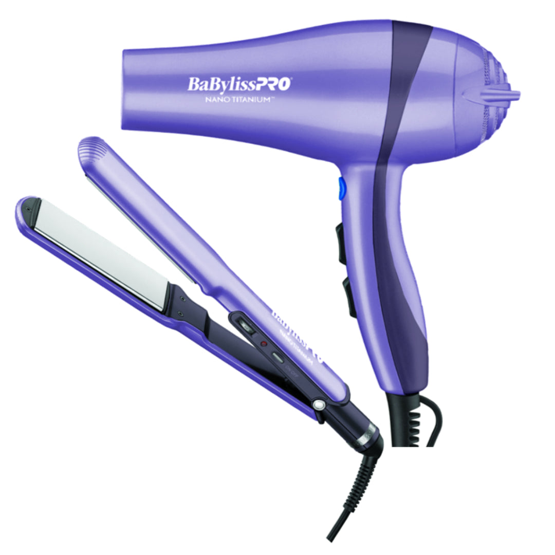 BaBylissPRO™ - Nano Titanium Combo de plancha de 1 ½" y secadora de cabello 2000 watts 2-BAB-BNTLVPP72