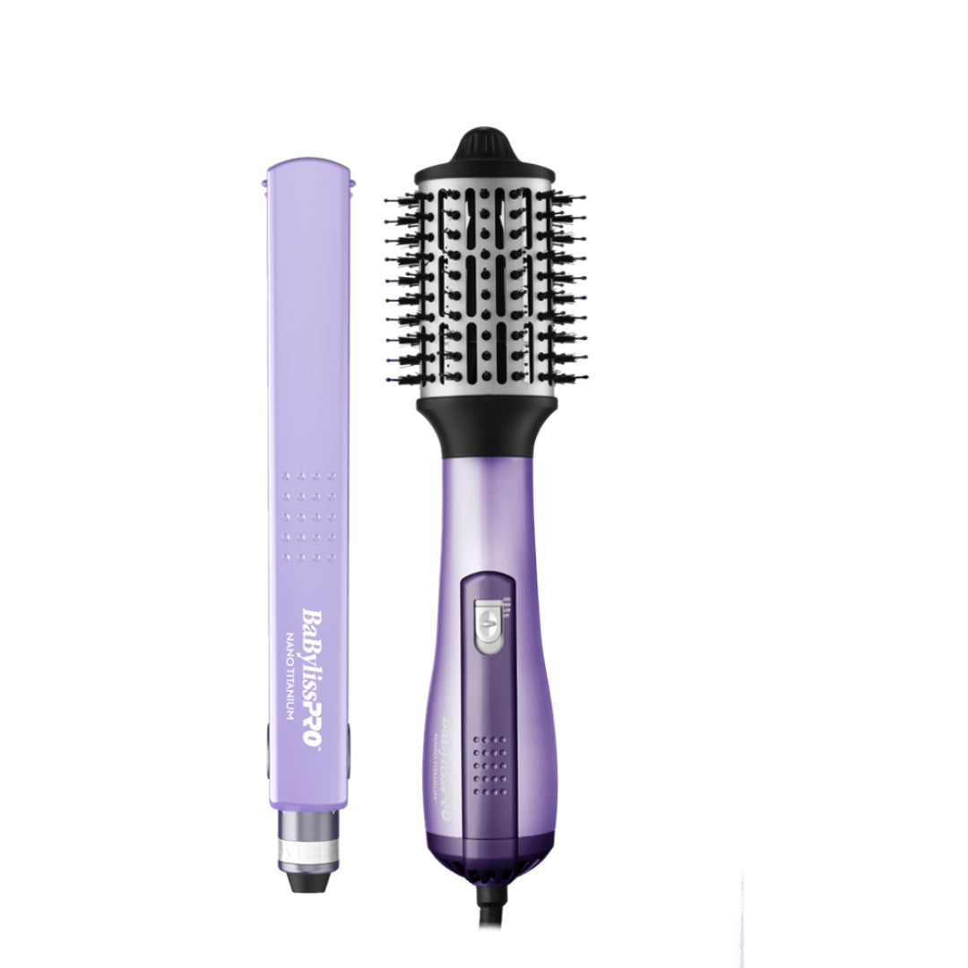 BaBylissPRO™ - Nano Titanium Combo de plancha de 1 ¼" y cepillo de aire caliente de 2½" 2-BAB-BNTLVPP44