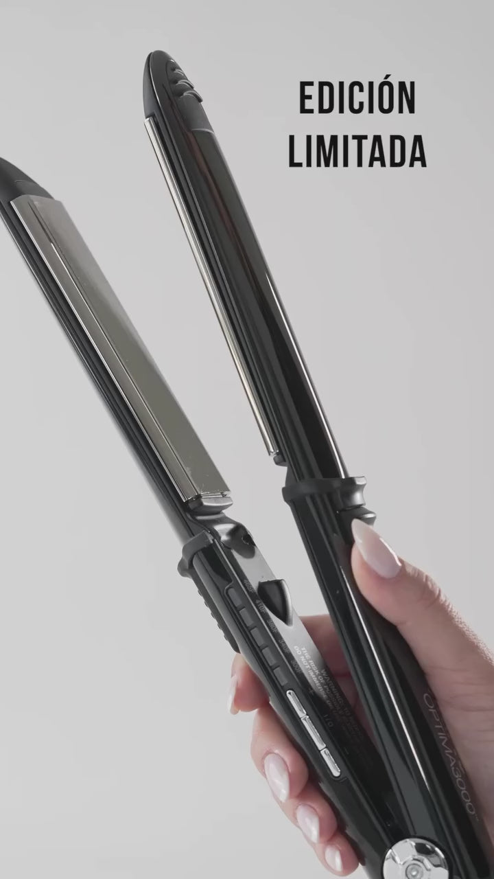 BaBylissPRO™ - Nano Titanium - Plancha iónica de acero inoxidable de 1¼" Optima3000® Negra 2-BAB-//BNTBK3000TUX