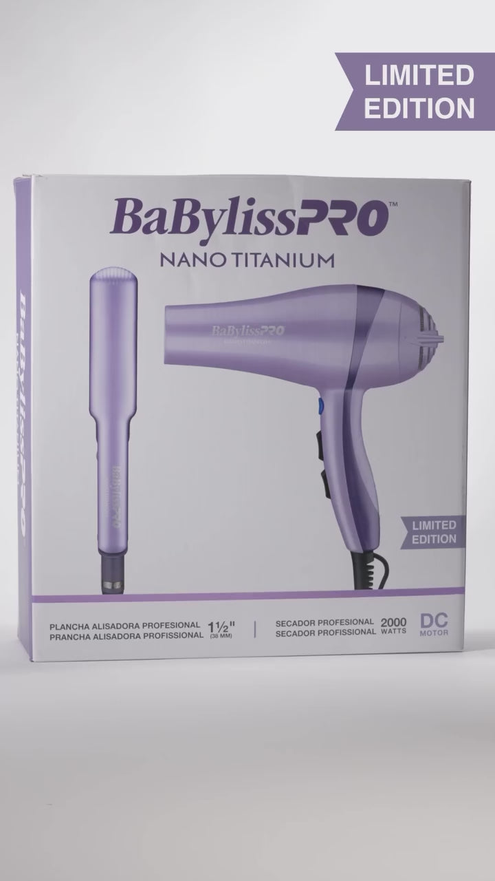 BaBylissPRO™ - Nano Titanium Combo de plancha de 1 ½" y secadora de cabello 2000 watts 2-BAB-BNTLVPP72
